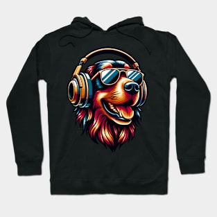 Smiling Flat-Coated Retriever DJ Enjoys the Beat Hoodie